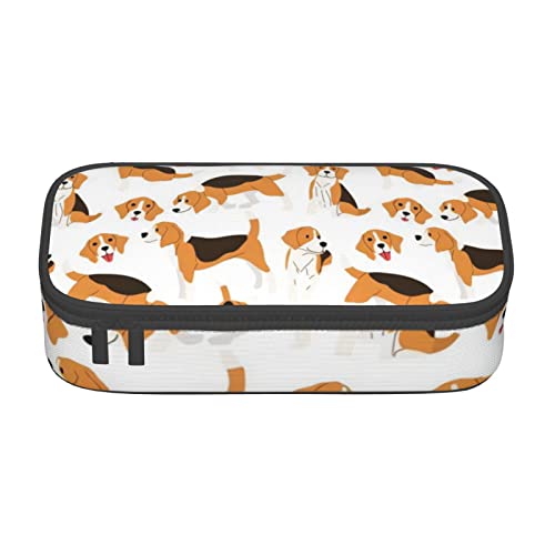 Oudrspo Estuche para lápices Duradero con Estampado de Perro Beagle, Estuche de papelería con Compartimento con Cremallera, Estuche portátil para lápices de Gran Capacidad