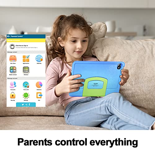 OUZRS Tablet Niños Octa Core Tablet para Niños 10 Pulgadas 4GB RAM + 64GB ROM Kids Tablet con Control Parental Youtube Netflix, Cámara Dual,1920x1200 HD IPS,6000mAh,WiFi,Kid-Proof Funda Tablet (Azul)