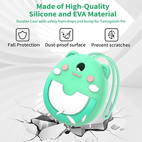 Oziral Funda de silicona para consola de juegos Tamagotchi Pix Electronic Virtual Pet con correa de mano, funda de silicona compatible con Tamagotchi Pix (verde)