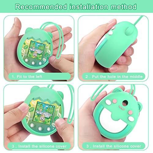 Oziral Funda de silicona para consola de juegos Tamagotchi Pix Electronic Virtual Pet con correa de mano, funda de silicona compatible con Tamagotchi Pix (verde)