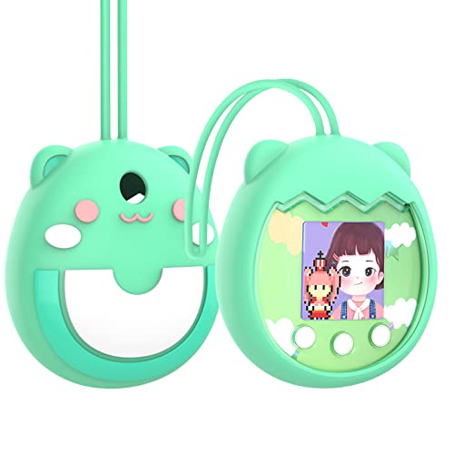 Oziral Funda de silicona para consola de juegos Tamagotchi Pix Electronic Virtual Pet con correa de mano, funda de silicona compatible con Tamagotchi Pix (verde)