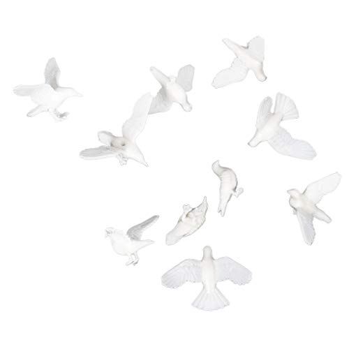 P Prettyia 10/20/40pcs Figuras de Animales Pintado en Miniaturas Modelo de Paloma Accesorios para Diorama - 40pcs S