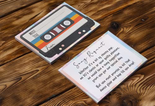 Paquete de 50 tarjetas de petición de canción Shabby Chic – Diseño retro de casete de doble cara para invitaciones de boda