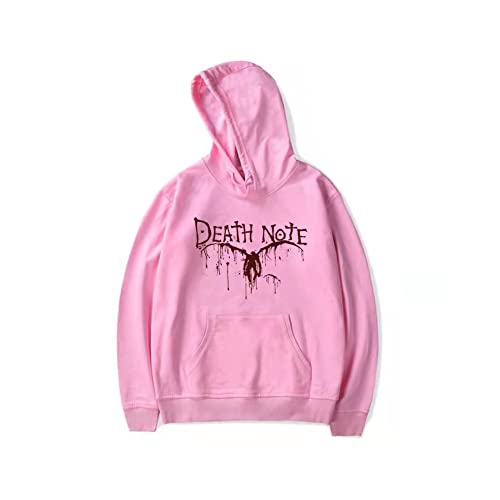 Patrón de anime Death Note Sudadera con capucha 3D Anime Cosplay Disfraz Deportes Casual Camisa Pullover Top Suelto Cordón Pullover, rosa, XX-Large