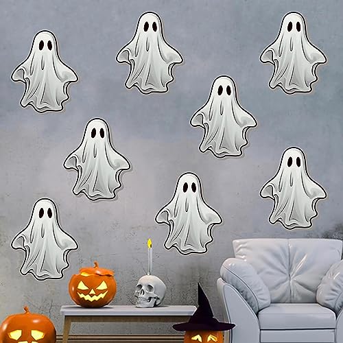 Pegatinas de pared de fantasmas de Halloween - Calcomanías de ventana de fantasma espeluznante, suministros de Halloween, familias, amigos, familiares, compañeros de clase y colegas KOT-au