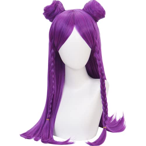 Peluca de Cosplay de Anime League of Legends, peluca KDA hija del vacío Kaisa, peluca de pelo largo morado con peluca para Halloween, fiesta, carnaval, vida nocturna, conciertos, bodas