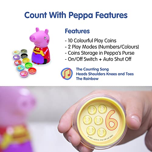 Peppa Pig PP11 Peppa Juguete para niños - Aprendizaje Interactivo y Desarrollo Infantil, reconocimiento de Colores y números, Contar y Escuchar, Incluye 10 Monedas Divertidas, 3+ años, Individual,