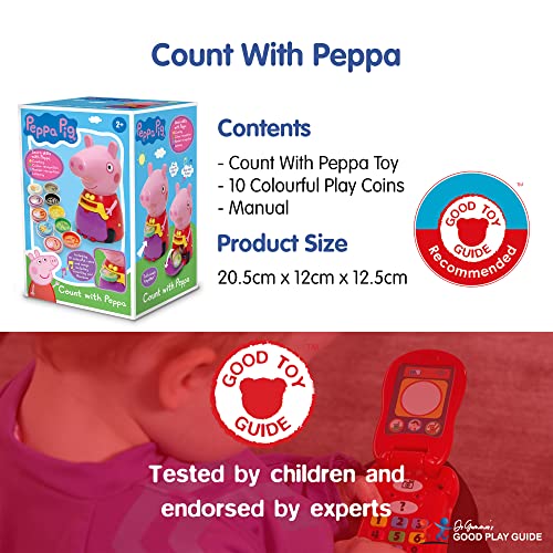 Peppa Pig PP11 Peppa Juguete para niños - Aprendizaje Interactivo y Desarrollo Infantil, reconocimiento de Colores y números, Contar y Escuchar, Incluye 10 Monedas Divertidas, 3+ años, Individual,