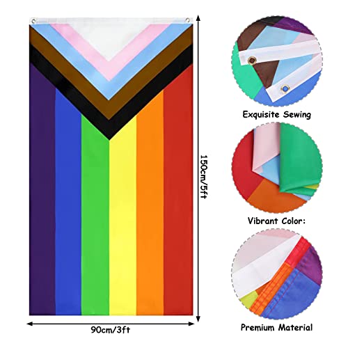 PHOGARY Juego de Capa de Bandera del Orgullo Gay LGBTQ de 6 Piezas, Que Incluye Bandera, Diadema de Arco Iris, Pulseras, Gafas de Sol, Pulsera para Festivales del Orgullo Gay, Desfile del Orgullo