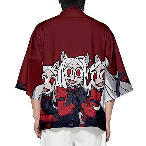 Piccodos Helltaker Cerberus Kimono Cosplay Costume Cape Coat Cardigan Cloak Rojo C Versión XS