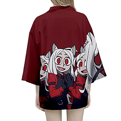 Piccodos Helltaker Cerberus Kimono Cosplay Costume Cape Coat Cardigan Cloak Rojo C Versión XS