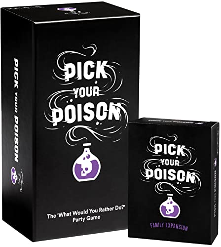 Pick Your Poison Juego de cartas: The What Would You Rather Do? Juego de fiesta para todas las edades, edición familiar + juego de expansión