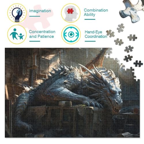 Picture Customization1000 Piezas Adultos, Rompecabezas para Resting Dragon Puzzle Juego De Habilidad para Toda La Familia, Rompecabezas para Difícil Y Desafiante Arte 1000pcs (75x50cm)