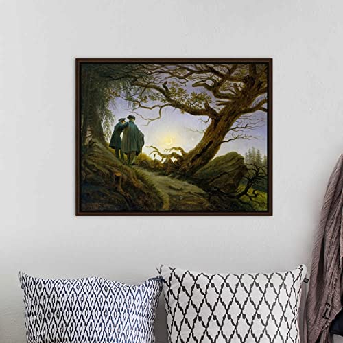 Pintar por Numeros Adultos, DIY Pintura por números con Pinceles y Pinturas- Decoraciones, DPinturas para el Hogar — Dos hombres contemplando la luna, por Caspar David Friedrich