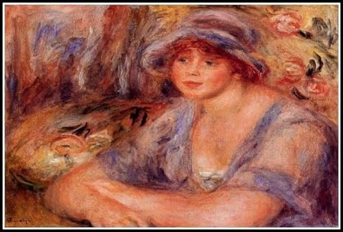 Pintura de Andree en azul Andree Heurschling por Pierre Auguste Renoir, pintura por números para adultos principiantes, kits de pintura digital por números sobre lienzo, 40 x 50 cm