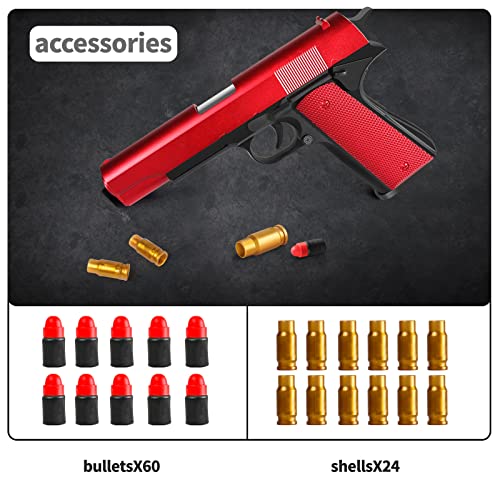 Pistola de Juguete con 2 Cargador y 60 Balas, Lanzadores Soft Bullet Toy Gun Foam Blaster para 6+ Niños