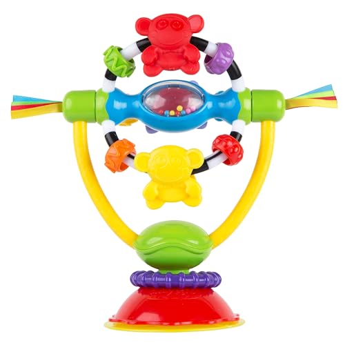 Playgro Sonajero Ventosa, Para Mesas y Tronas, Sin BPA, Desde los 6 Meses, High Chair Spinning Toy, Amarillo/Rojo, 40121