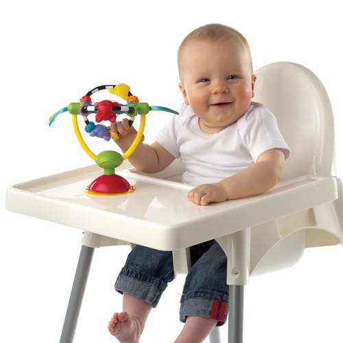 Playgro Sonajero Ventosa, Para Mesas y Tronas, Sin BPA, Desde los 6 Meses, High Chair Spinning Toy, Amarillo/Rojo, 40121