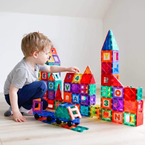 Playmags Juego de Azulejos de Colores de 32 Piezas, Azulejos de construcción magnéticos únicos galardonados, Creatividad y Juguetes educativos de construcción para niños, Aprobado por Stem