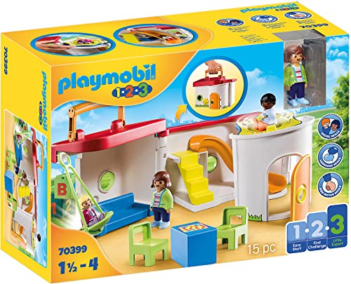 PLAYMOBIL 1.2.3 70399 Guardería Maletín,a Partir de 18 Meses & 1.2.3 Aqua 70637 Diversión en la Pesca con Animales del Mar, Juguete de baño para niños pequeños