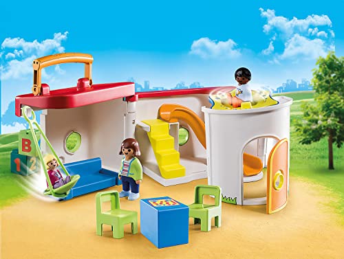 PLAYMOBIL 1.2.3 70399 Guardería Maletín,a Partir de 18 Meses & 1.2.3 Aqua 70637 Diversión en la Pesca con Animales del Mar, Juguete de baño para niños pequeños