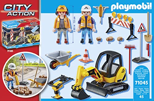 PLAYMOBIL 71045 City Action, Construcción de Carreteras, a Partir de 4 años