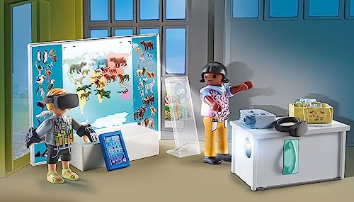 PLAYMOBIL City Life 71330 Aula Virtual, proyector en Funcionamiento, Tableta y Gafas VR para Juegos de rol creativos, Juguetes para niños a Partir de 4 años