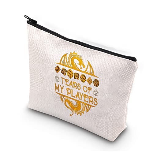 PLITI Bolsa de maquillaje inspirada en el juego de mazmorra de regalo para juegos, lágrimas de mis jugadores, divertida bolsa de cosméticos RPG Gamer, regalo de dados D20, Lágrimas de Playersu