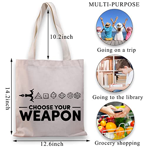 PLITI Choose Your Weapon DND Tote Bag Dungeons Mesa Juego de rol Regalo Dragons D20 RPG Gaming Gift, Elige tus dados Tgu, medium