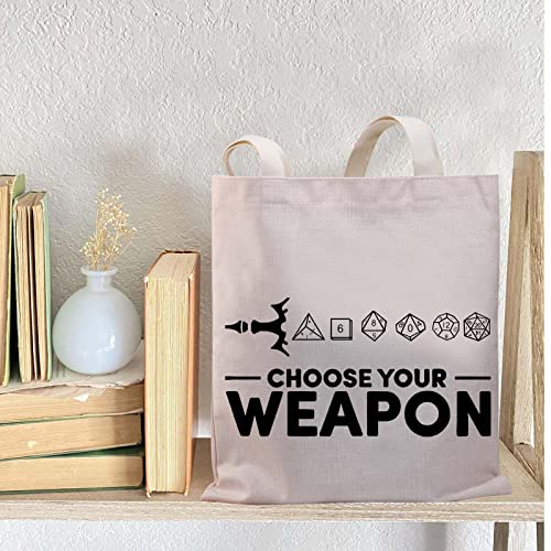 PLITI Choose Your Weapon DND Tote Bag Dungeons Mesa Juego de rol Regalo Dragons D20 RPG Gaming Gift, Elige tus dados Tgu, medium