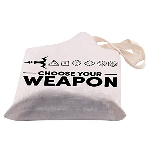 PLITI Choose Your Weapon DND Tote Bag Dungeons Mesa Juego de rol Regalo Dragons D20 RPG Gaming Gift, Elige tus dados Tgu, medium