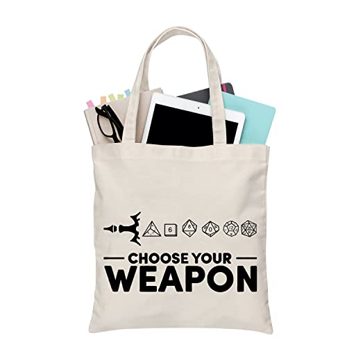 PLITI Choose Your Weapon DND Tote Bag Dungeons Mesa Juego de rol Regalo Dragons D20 RPG Gaming Gift, Elige tus dados Tgu, medium