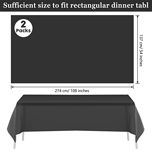 PLULON 2 Piezas Mantel Negro Cubierta de Mesa de Plástico 137 x 274 cm Cubierta de Mesa Rectángulo para Fiesta de Cumpleaños Decoraciones de Mesa para el Hogar