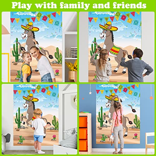 PLULON Pin The Tail on The Donkey Juegos Fiesta cumpleaños para niños Póster Juego Burro Mexicano con 24 Pegatinas Cola para Regalos Fiesta Burro Carnaval Cumpleaños Fiesta Hogar Decoraciones