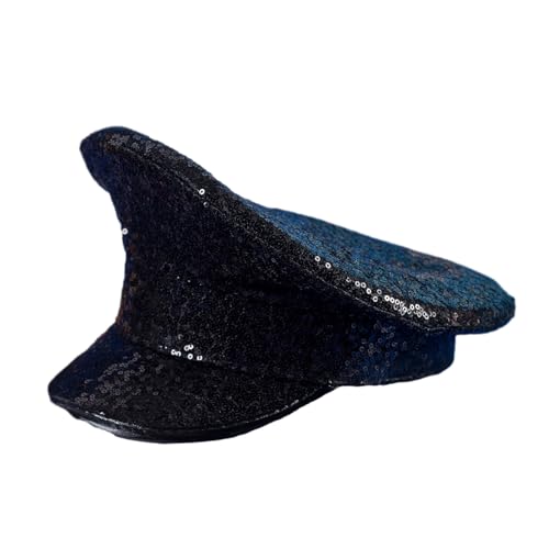 Plumdrop-Sombreros de capitán de yate para Adultos, Sombrero de Lentejuelas para Mujer, Gorra de Almirante Marino, Disfraz de Cosplay