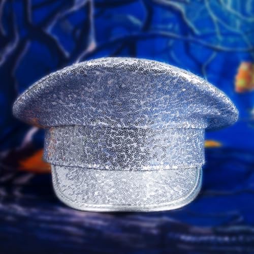 Plumdrop-Sombreros de capitán de yate para Adultos, Sombrero de Lentejuelas para Mujer, Gorra de Almirante Marino, Disfraz de Cosplay