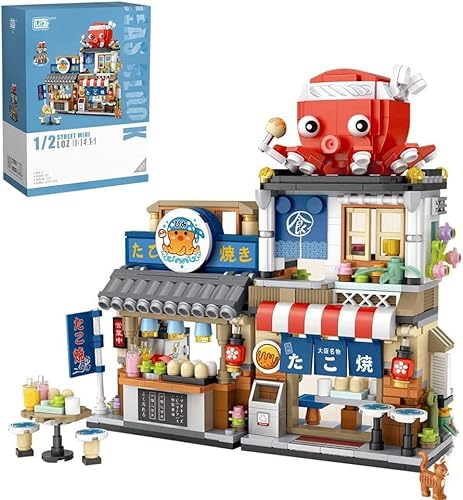 POIWEYR Modular casa Bloques de construcción modelo, japonés Street View modular casa construcción bloques de construcción bloques de fijación casa ramen Shop kit compatible con Lego (Takoyaki Shop)