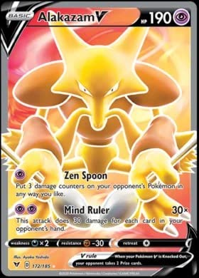 Pokemon - Alakazam V - 172/185 - Voltaje vívido - Tarjeta ultra rara de arte completo