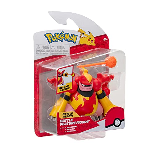 Pokemon Figura de Batalla Magmortar de 4.5 Pulgadas con cañón de Bola de Fuego, Multicolor (JAZWARES PKW0169)