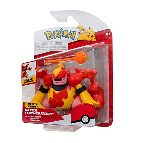 Pokemon Figura de Batalla Magmortar de 4.5 Pulgadas con cañón de Bola de Fuego, Multicolor (JAZWARES PKW0169)