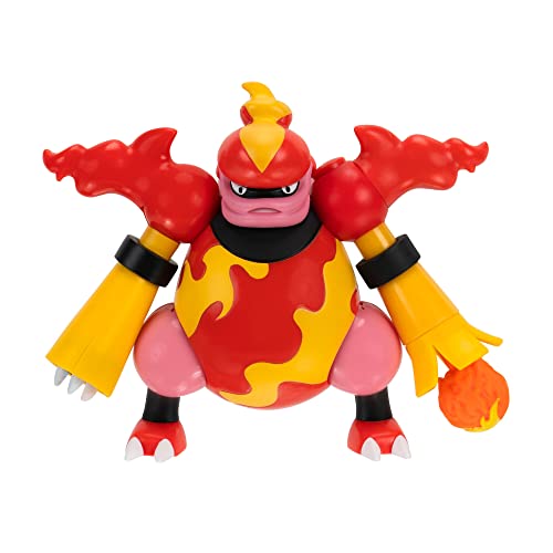 Pokemon Figura de Batalla Magmortar de 4.5 Pulgadas con cañón de Bola de Fuego, Multicolor (JAZWARES PKW0169)