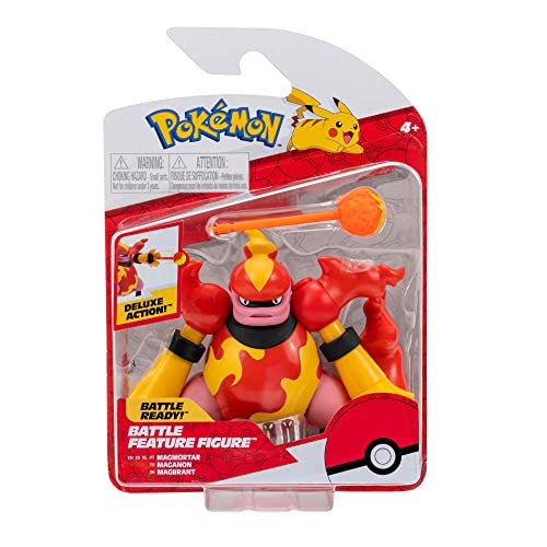 Pokemon Figura de Batalla Magmortar de 4.5 Pulgadas con cañón de Bola de Fuego, Multicolor (JAZWARES PKW0169)