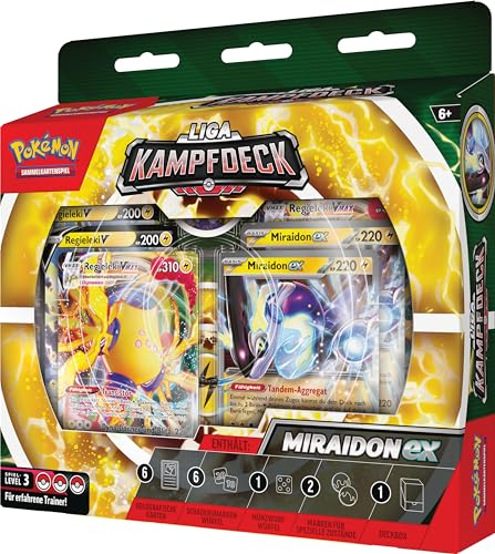 Pokemon - Juego de Cartas coleccionables: baraja de Batalla de la Liga Miraidon-ex (1 baraja instantáneamente jugable con 60 Cartas, Incluyendo Miraidon-ex y Regieleki-VMAX!)