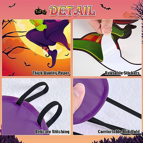 Ponle Sombrero a Bruja - Niños Halloween Fiesta Juegos con Venda en los Ojos Halloween Alfiler Juego Bruja Cartel 24 Piezas Bruja Sombrero Pegatinas Niña Halloween Fiesta Decoración Cumpleaños Decor