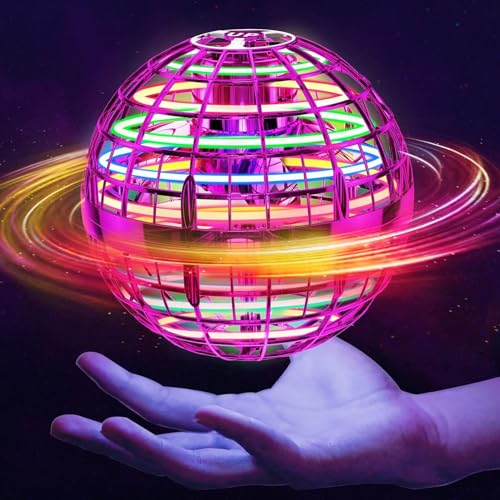 Popubear Flying Orb Ball Toy Float Ball Controlado a Mano Mini Drone Magic Spinning Ball Esfera OVNI giratoria de 360 ​​​​Grados Control Remoto Boomerang Ball Toys Rosado