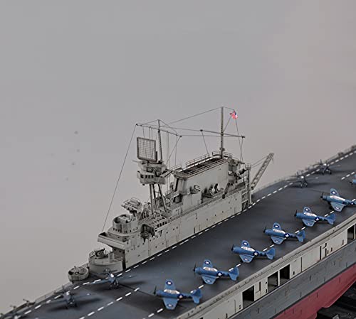 Portaviones Puzzle 3D Kit modelo de plástico, Escala 1/350 Modelo portaaviones USS Yorktown CV-5, Juguetes para adultos y regalo, 30 x 5,1 pulgadas