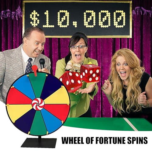 Povanjer Rueda giratoria para | Ruleta de Mesa Spinner of Fortune | Rueda giratoria de Ruleta de 11,8 Pulgadas con Soporte, 10 cuadrículas, borrable, Juego Win Fortune Spin para Carnaval