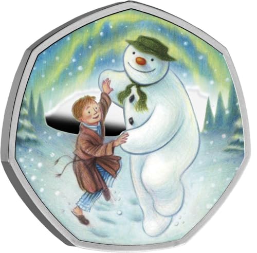 Power Coin Snowman Raymond Briggs Winter Tale Moneda Plata 50 Pence United Kingdom 2023