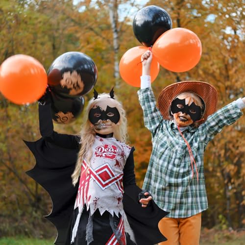 POWZOO Alas de murciélago,4 Piezas Contiene Disfraz de Murciélago+Máscara de Murciélago+2 Pinzas para el Pelo,Capa de Murciélago para niños,Batman,Halloween Disfraces.alas de Vampiro.(Negras,130cm)