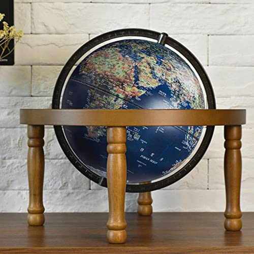 Práctico globo terráqueo iluminado con soporte de madera de cuatro esquinas LED incorporado for vista nocturna Globos antiguos Globos de escritorio Globos de la Tierra Decorativos (lámpara de globo mu